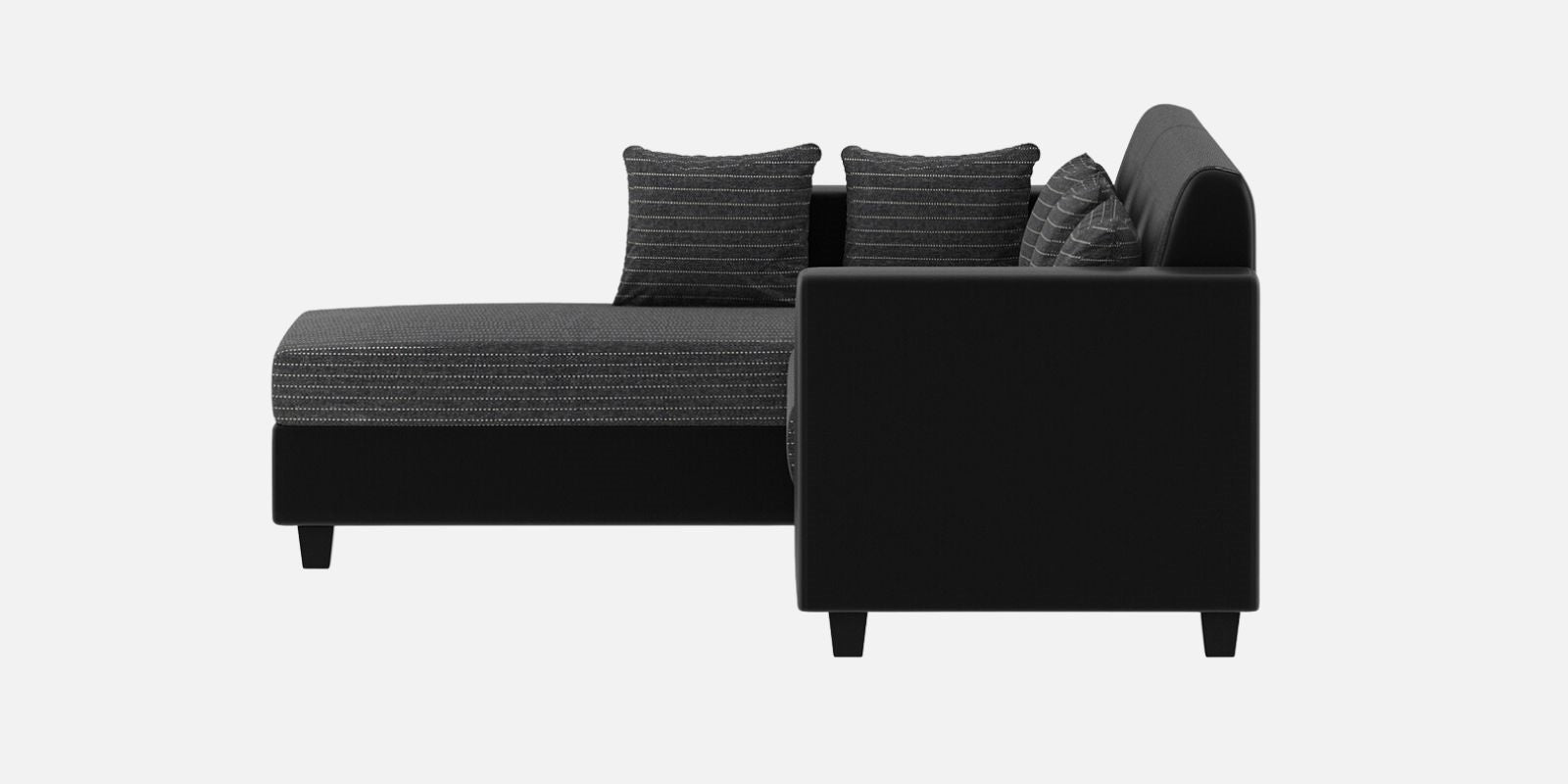 Baley Fabric RHS Sectional Sofa (2 + Lounger) In Lama Black Colour