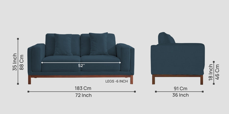 Borry Fabric 2 Seater Sofa In Cool Blue Colour - Febonic Living