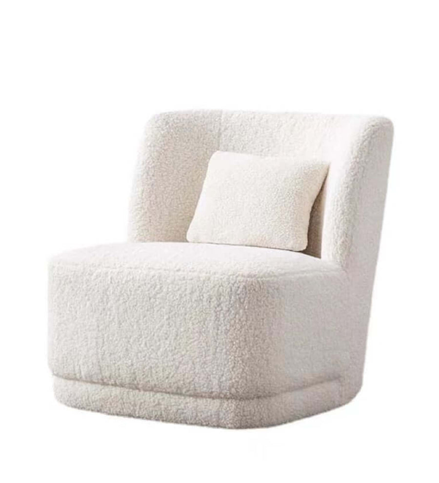 Benny Boucle Fabric Swivel Chair In Shell White Colour - Febonic Living