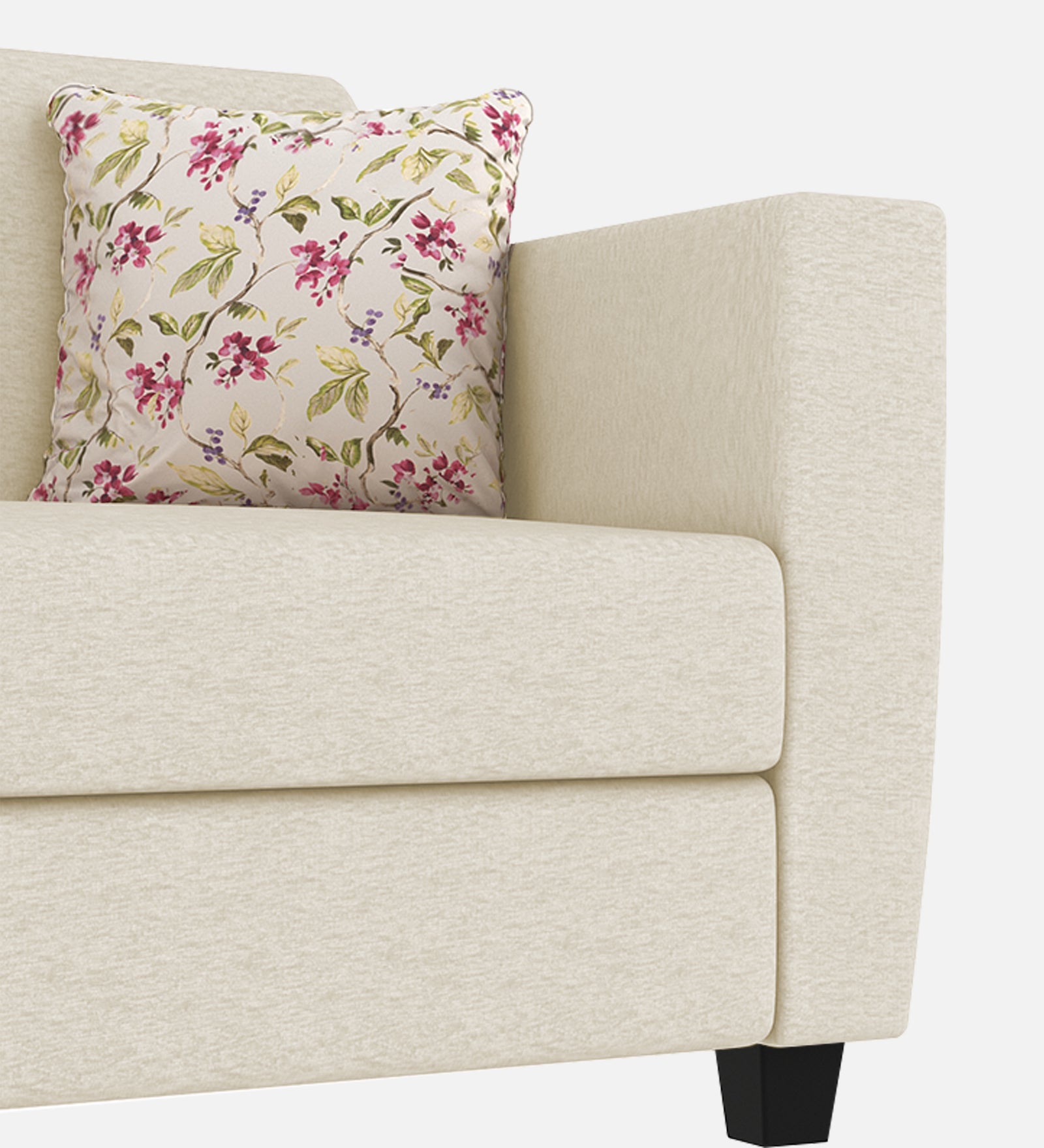 Gozi Fabric 1 Seater Sofa In Ivory Cream Colour