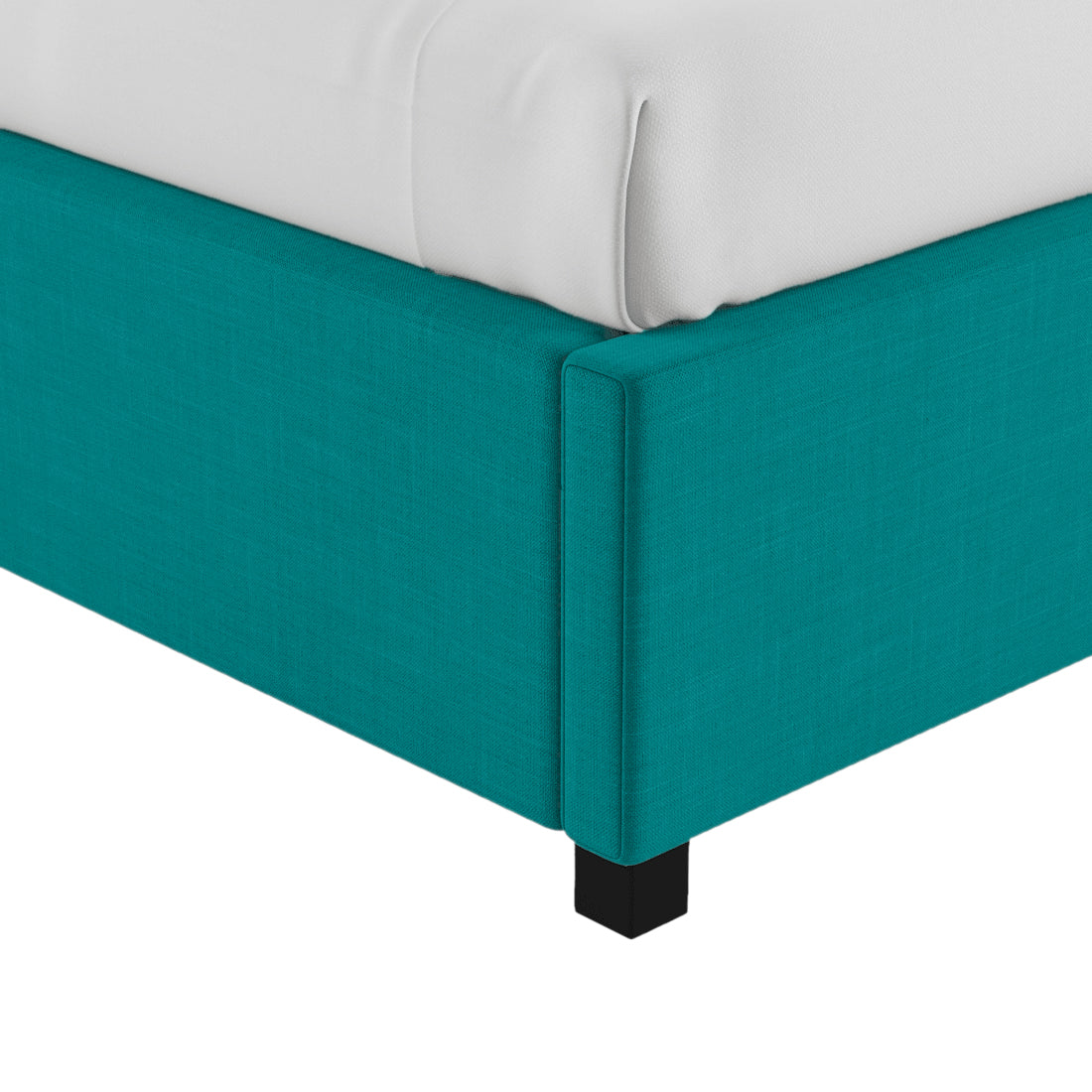 Isko Fabric Upholstered Single Bed in Sea Green Colour with Box Storage