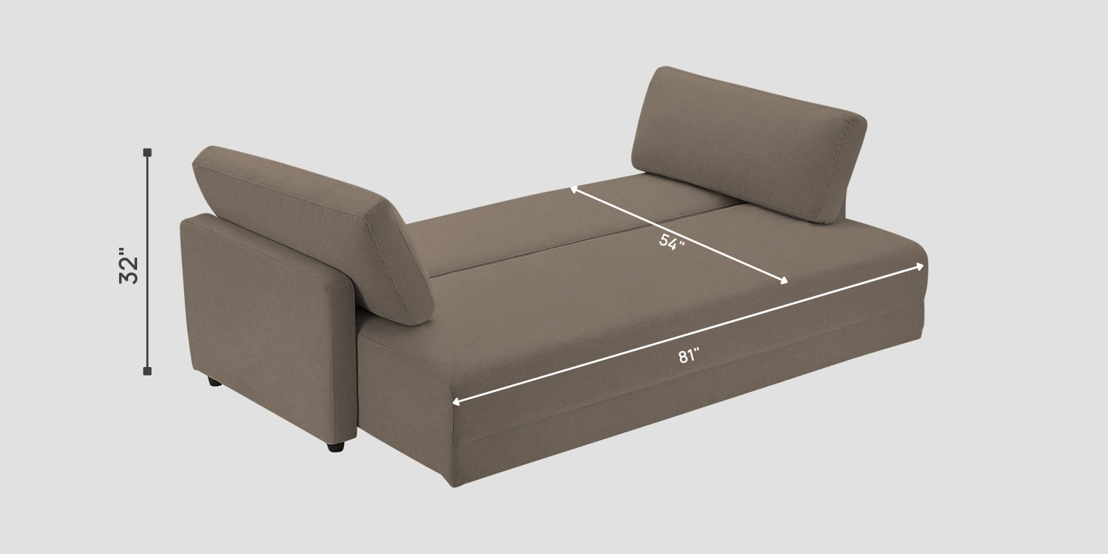Leora Fabric 3 Seater Convertible Sofa Cum Bed In Hazel Beige Colour - Febonic Living