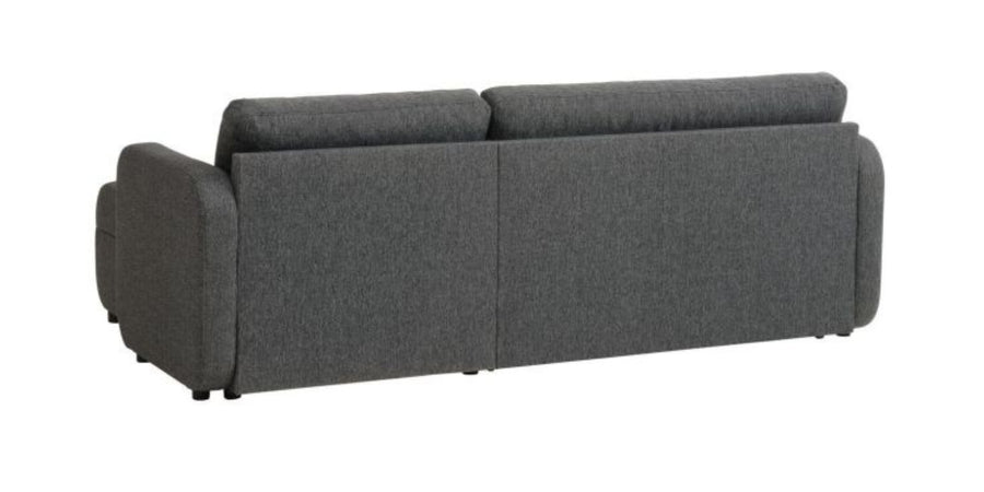 Bison Fabric 3 Seater Sectional With Pull Out Sofa Cum Bed In Charcoal Grey Colour - Febonic Living