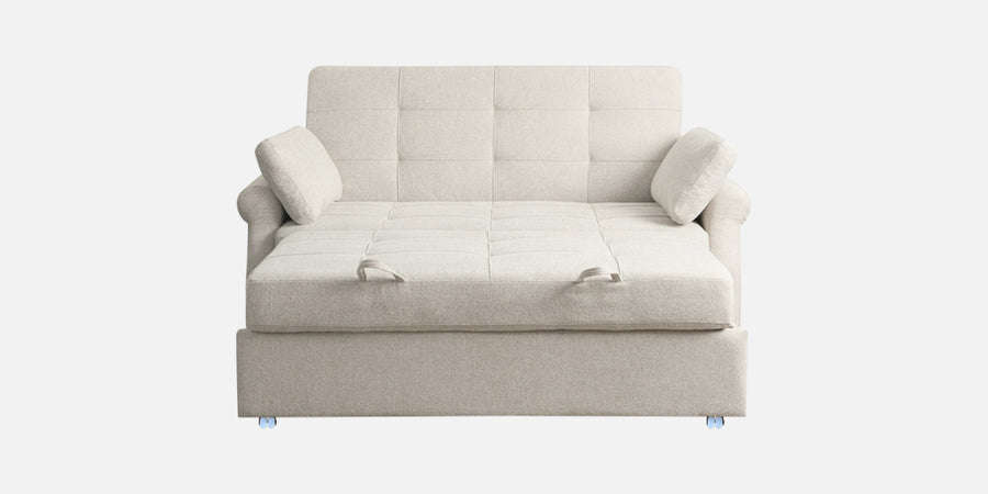 Fornia Fabric 3 Seater Pull Out Sofa Cum Bed In Ivory Cream Colour - Febonic Living