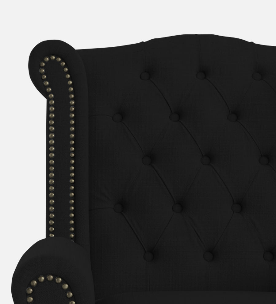 Nory Fabric Wing Chair In Zed Black Colour - Febonic Living