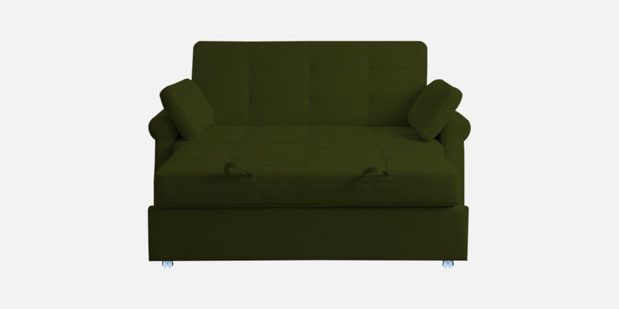 Fornia Fabric 2 Seater Pull Out Sofa Cum Bed In Olive Green Colour - Febonic Living