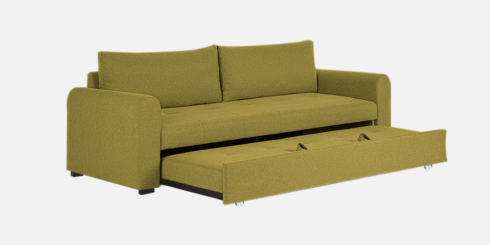 Sigma Fabric 3 Seater Pull Out Sofa Cum Bed In Parrot Green Colour