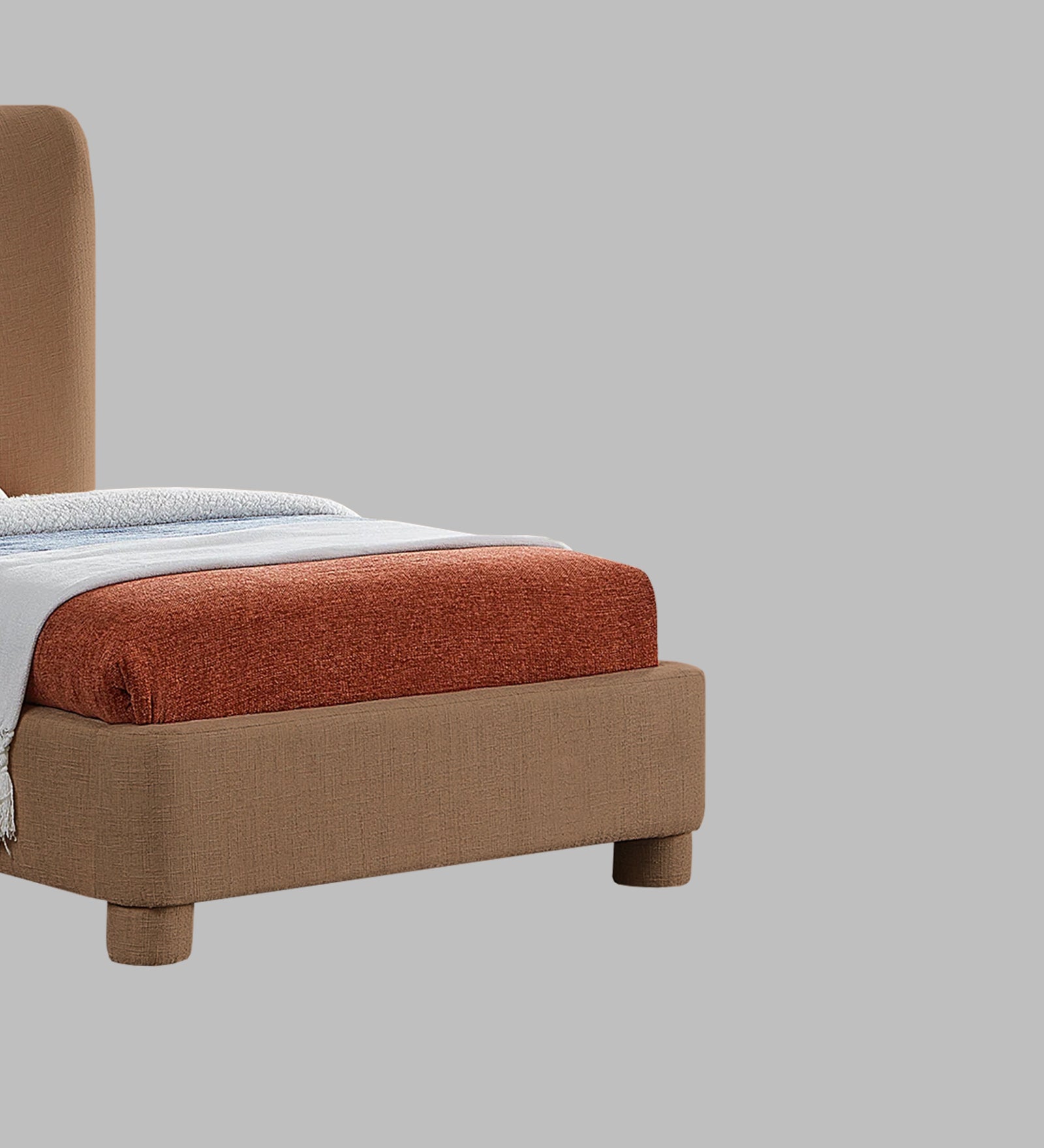 Lenny Fabric Upholstered Single Bed in Cosmic Beige Colour - Febonic Living