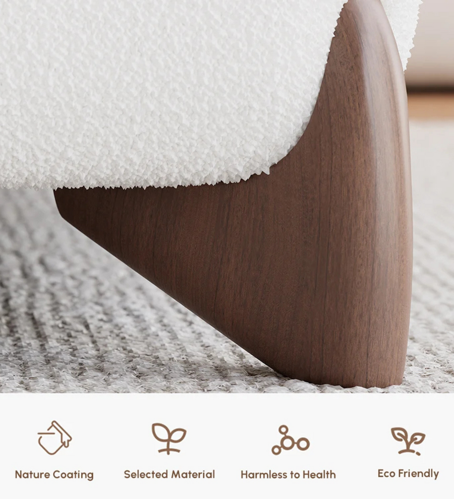 Waru Boucle Upholstered King Size Bed In Shell White Colour - Febonic Living