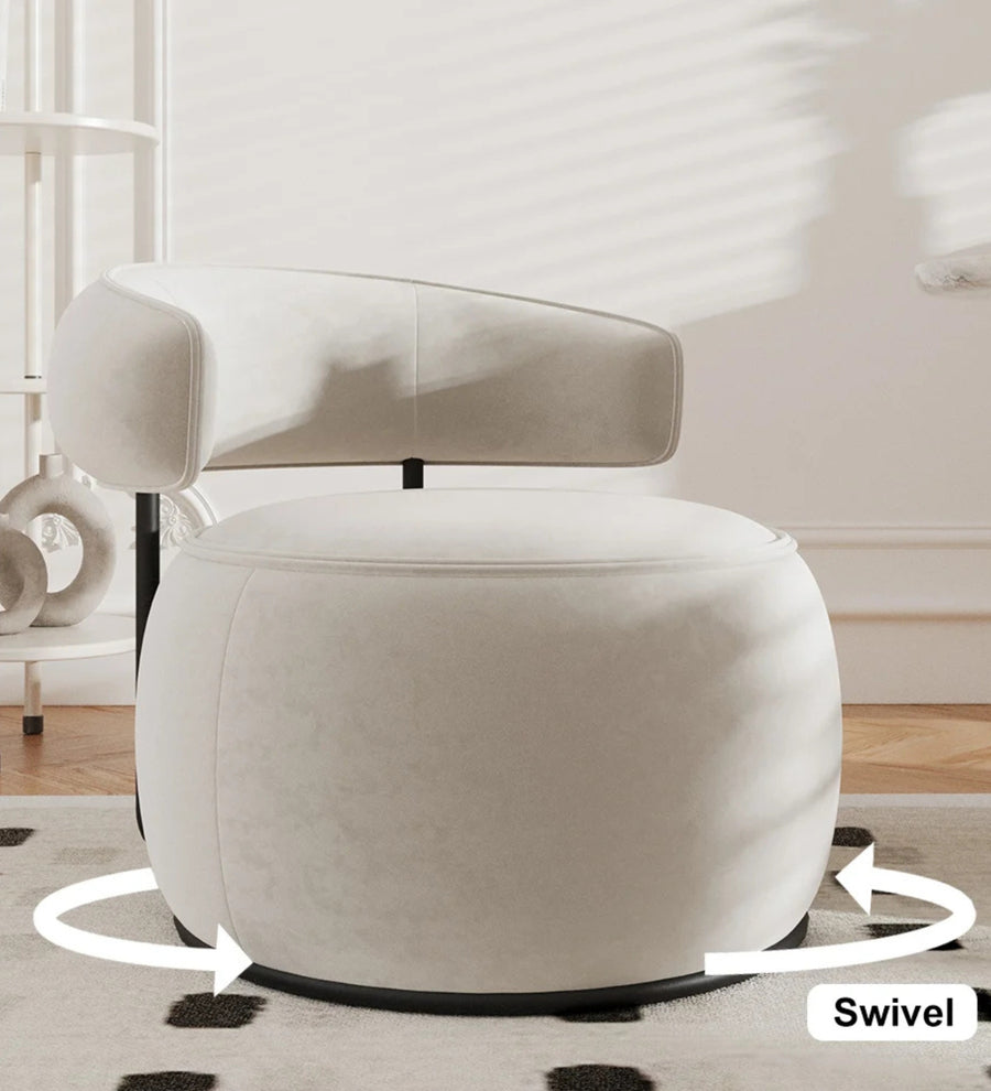Ivy Velvet Swivel Chair In Camel Beige Colour - Febonic Living