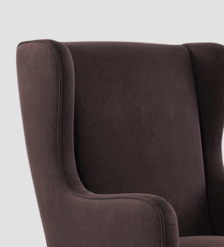 Suri Velvet Wing Chair In Mocha Brown Colour - Febonic Living
