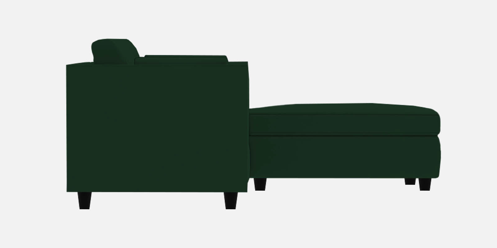 Bristo Velvet LHS Sectional Sofa 4 Seater + Ottoman  in Forest Green Colour