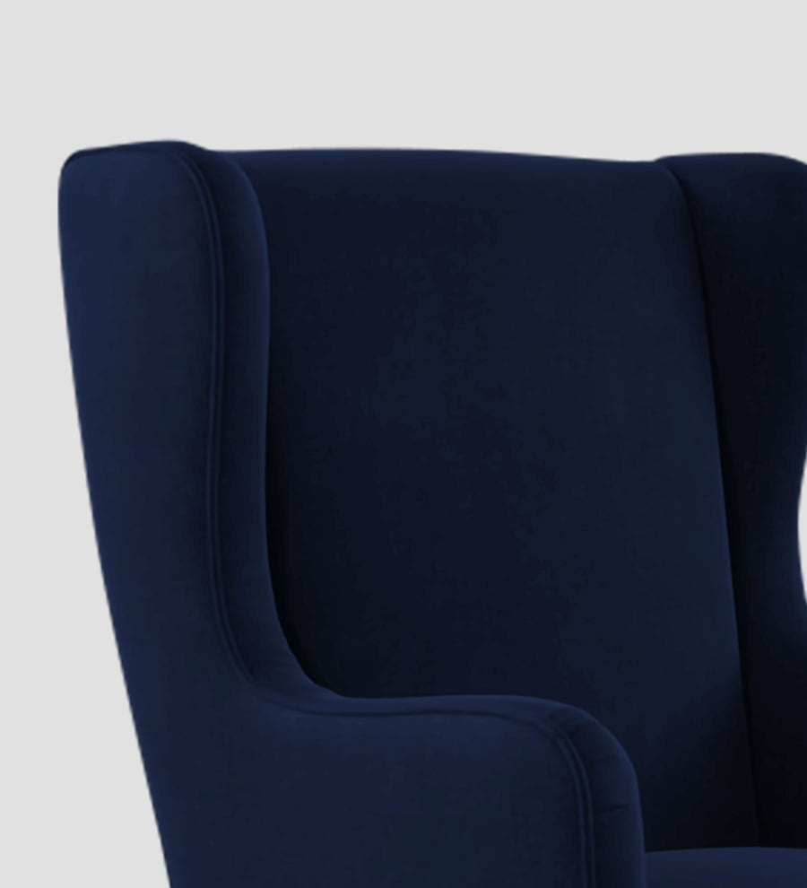 Suri Velvet Wing Chair In Indigo Blue Colour - Febonic Living