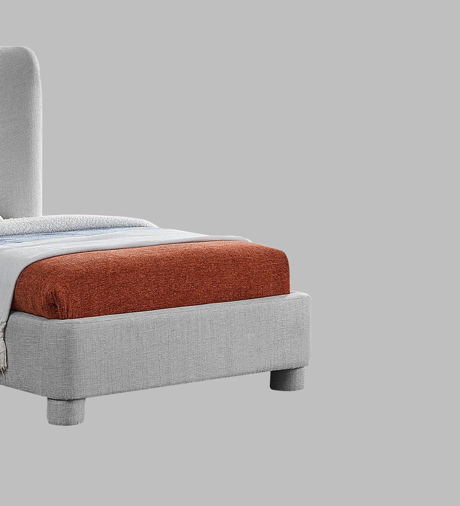 Lenny Fabric Upholstered Single Size Bed In Lit Grey Colour - Febonic Living