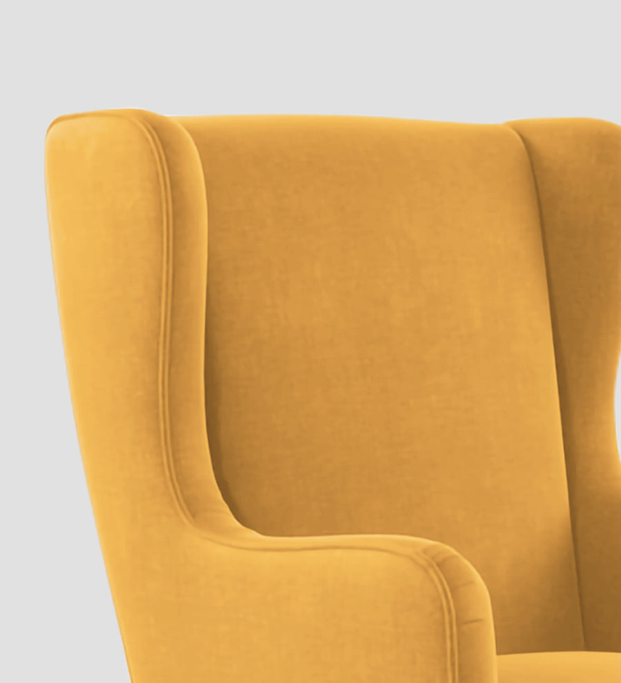 Suri Velvet Wing Chair In Turmeric Yellow Colour - Febonic Living