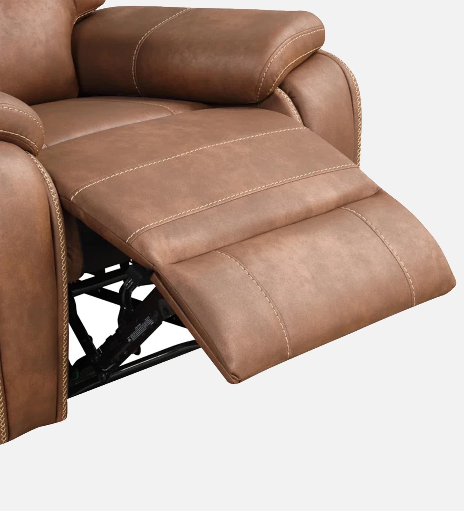 Dolpin Leather Manual 1 Seater Recliner In Clay-Brown Leather Finish