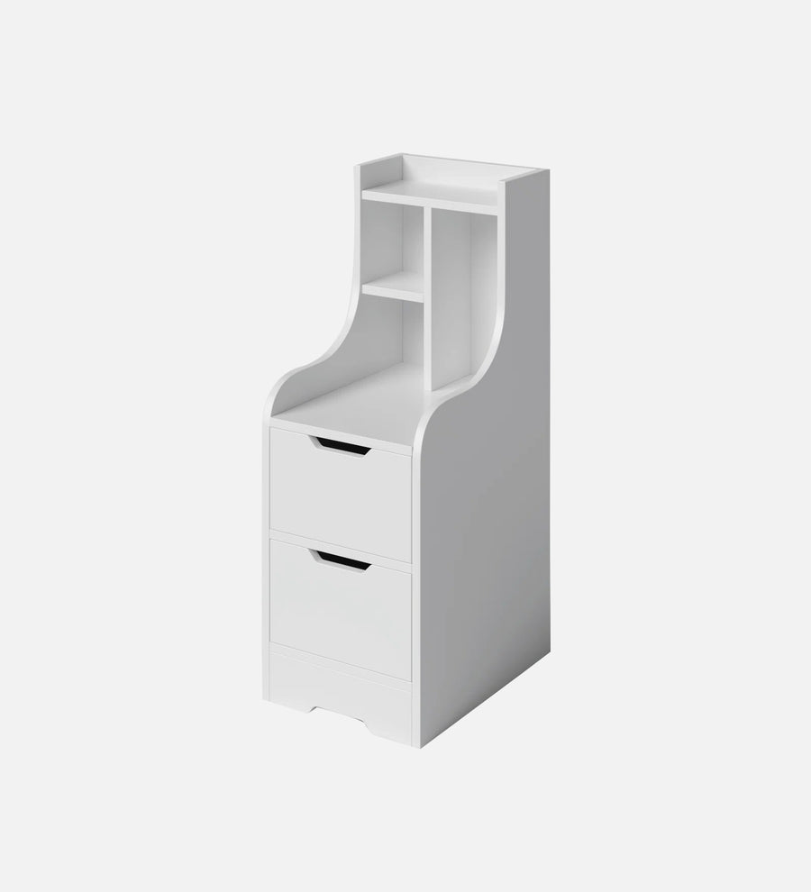 Triv Bedside Table With Drawer In Frosty White Finish - Febonic Living