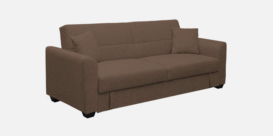Bony Fabric 3 Seater Convertible Sofa Cum Bed In Ginger Brown Colour - Febonic Living
