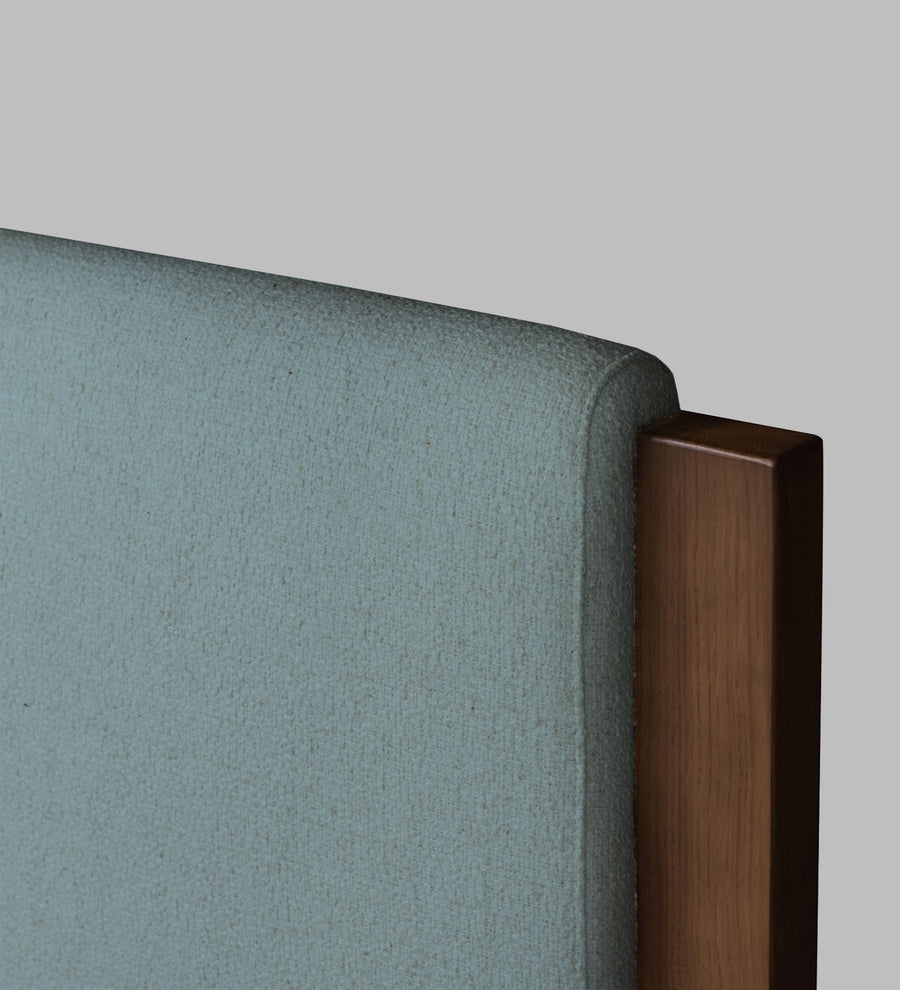 Zoro Boucle Upholstered Queen Size Bed In Storm Blue Colour - Febonic Living