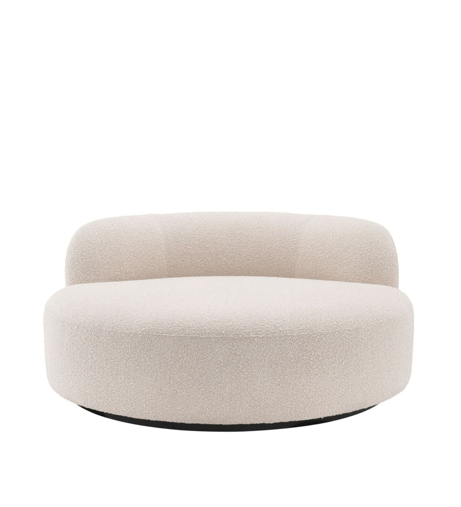 Kavi Boucle Fabric Swivel Chair In Shell White Colour - Febonic Living