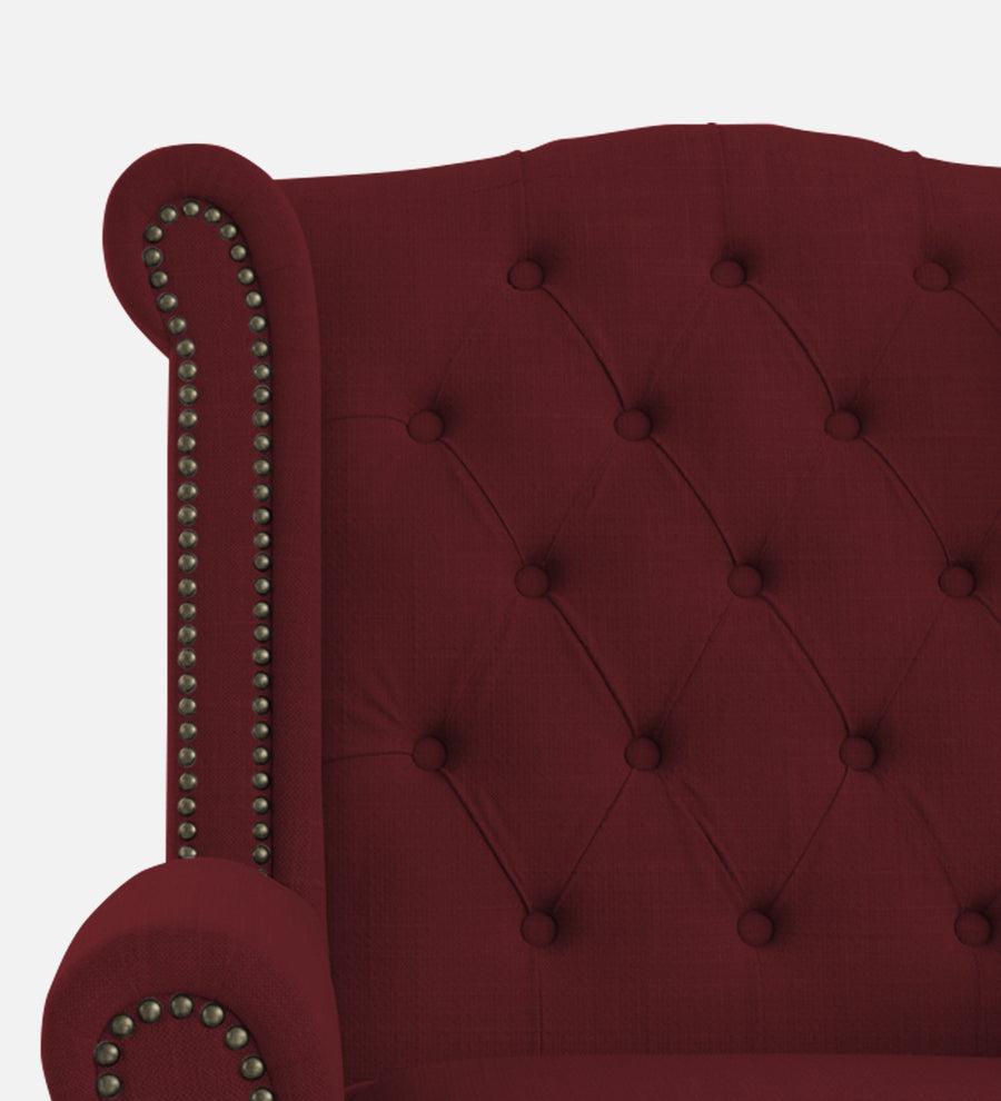 Nory Fabric Wing Chair In Blood Maroon Colour - Febonic Living