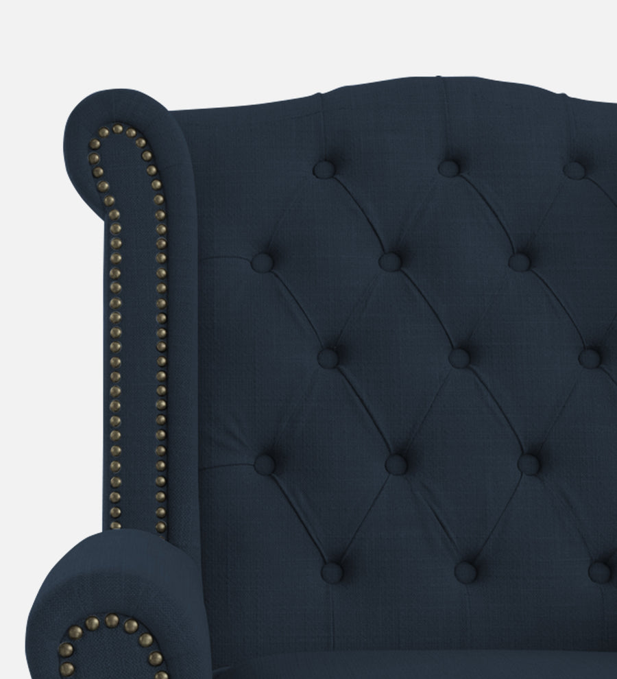 Nory Fabric Wing Chair In Denim Blue Colour - Febonic Living