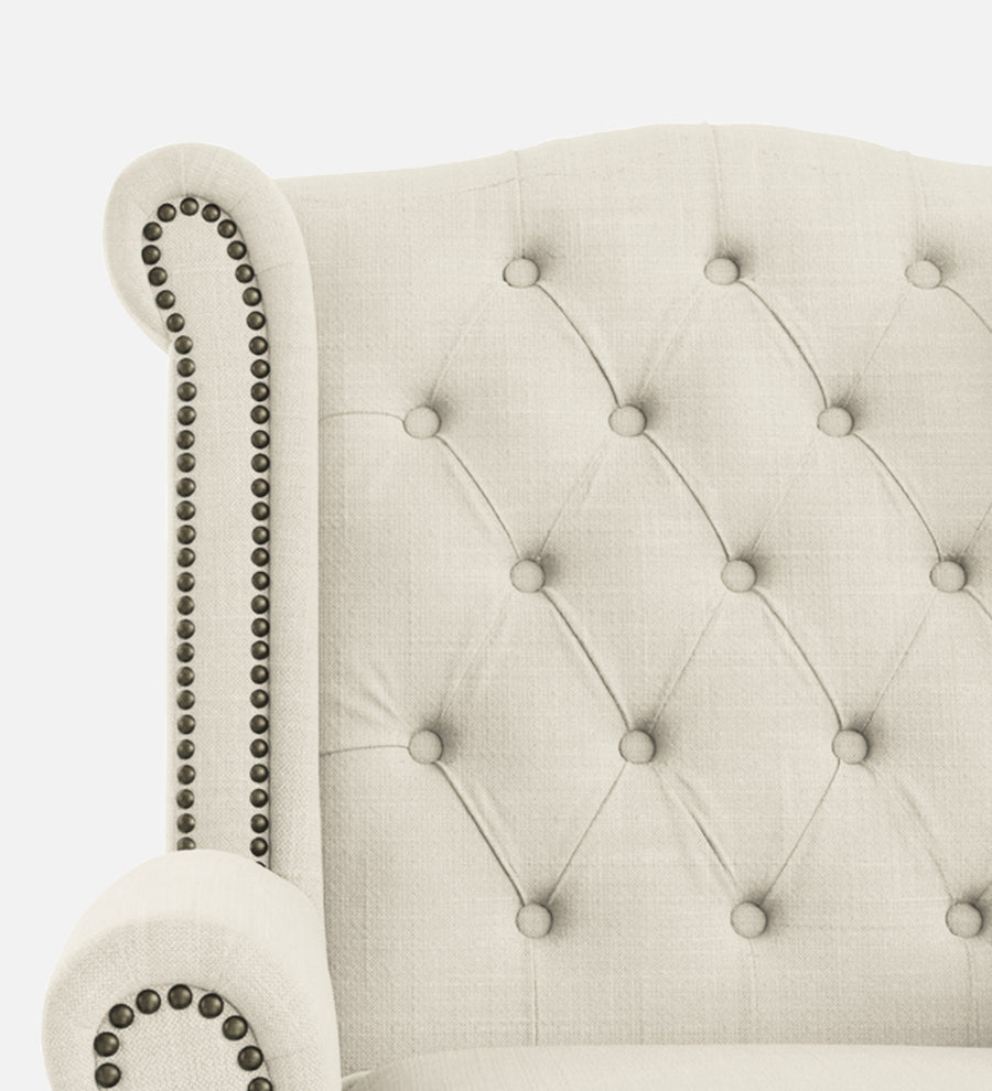 Nory Fabric Wing Chair In Ivory Cream Colour - Febonic Living