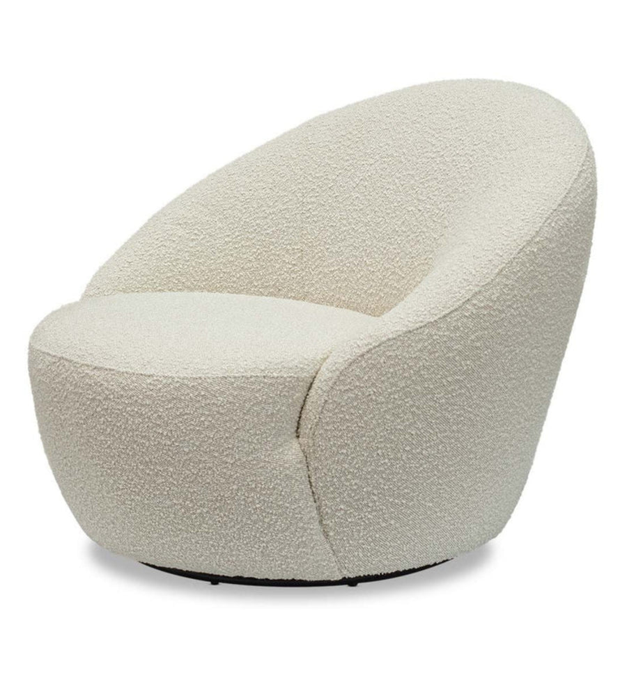 Lily Boucle Fabric Swivel Chair In Shell White Colour - Febonic Living
