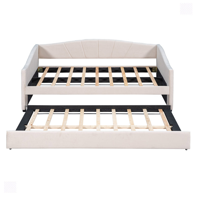 Doom Velvet Pull Out Sofa Cum Bed In Camel Beige Colour - Febonic Living