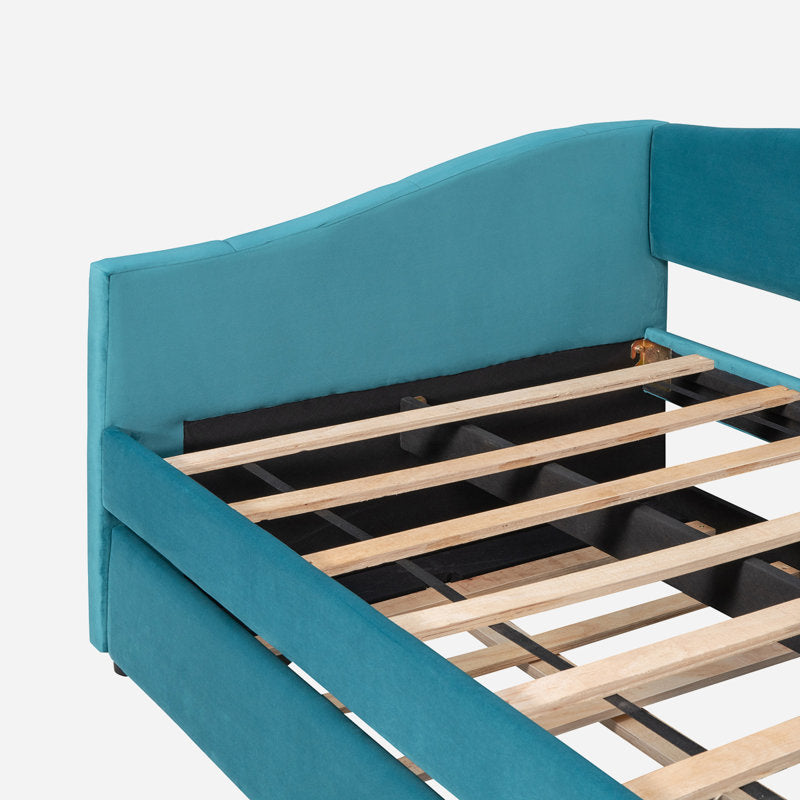 Doom Velvet Pull Out Sofa Cum Bed In Barmunda Aqua Colour - Febonic Living