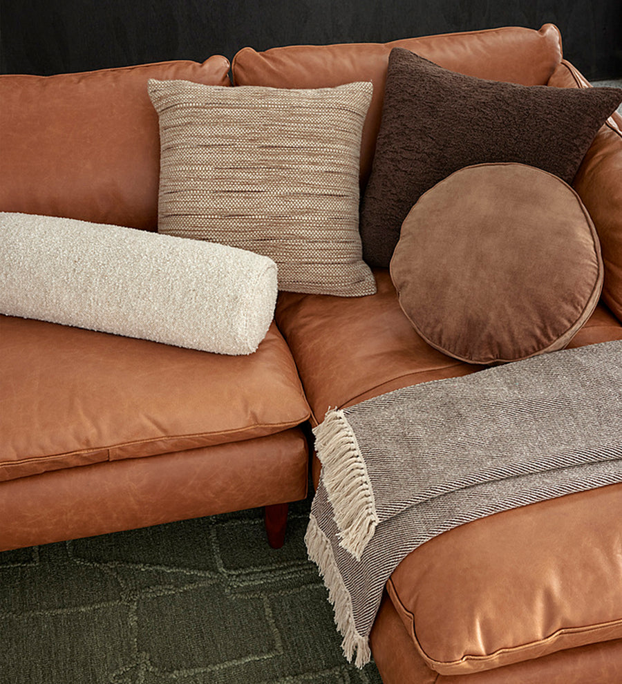 Verba Boucle Bolster Pillow - Shell White (Set of 2) by Febonic Living