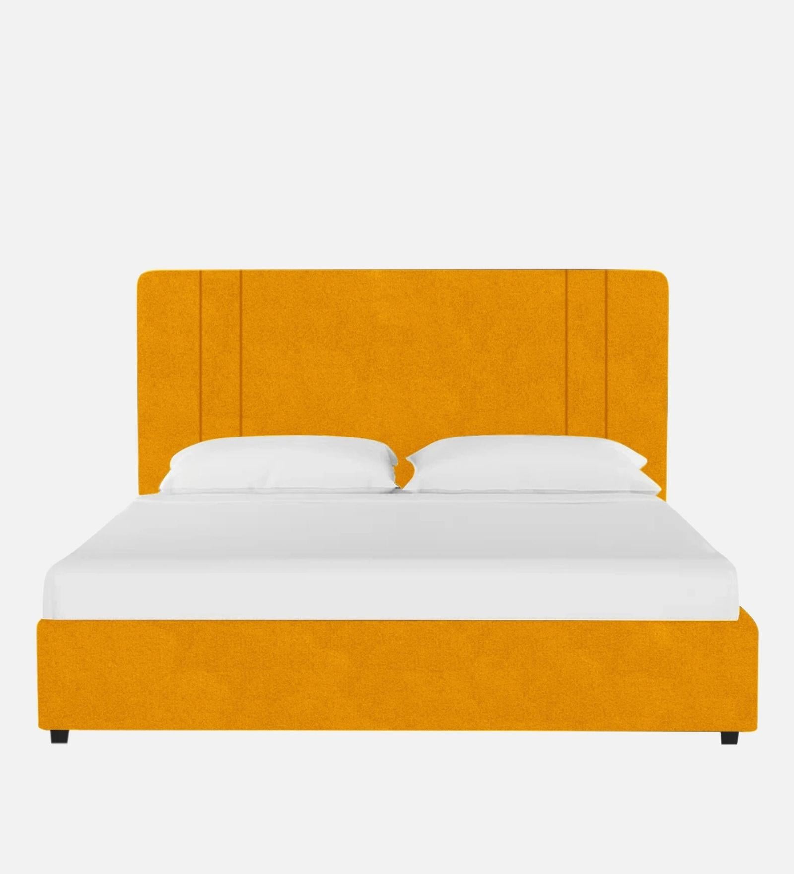 Asyra Fabric King Size Bed in Turmeric Yellow Colour With Storage