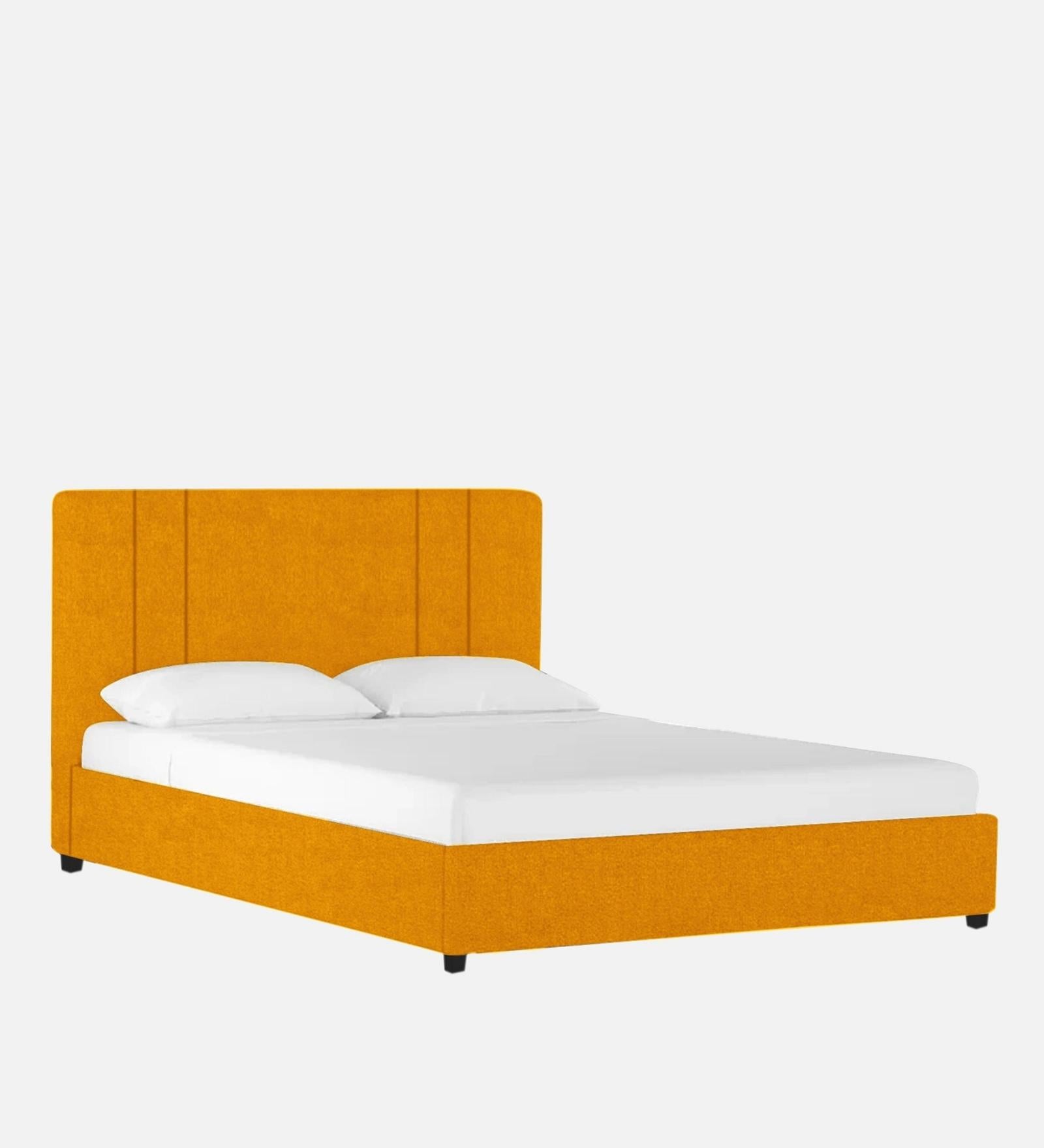 Asyra Fabric King Size Bed in Turmeric Yellow Colour With Storage