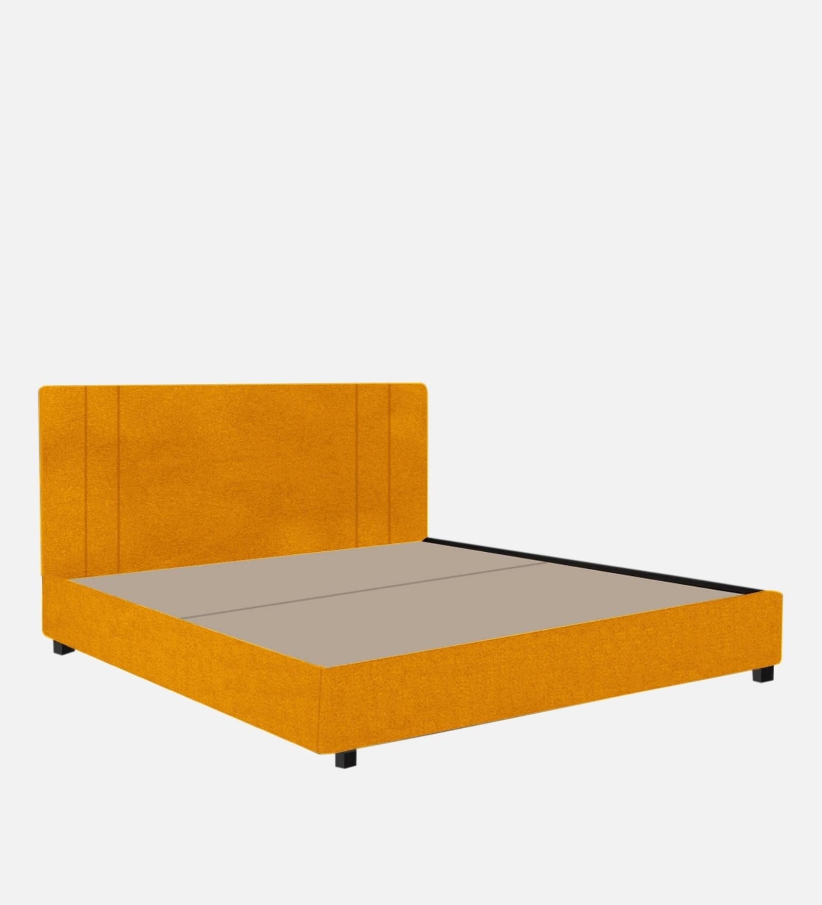 Asyra Fabric King Size Bed in Turmeric Yellow Colour With Storage