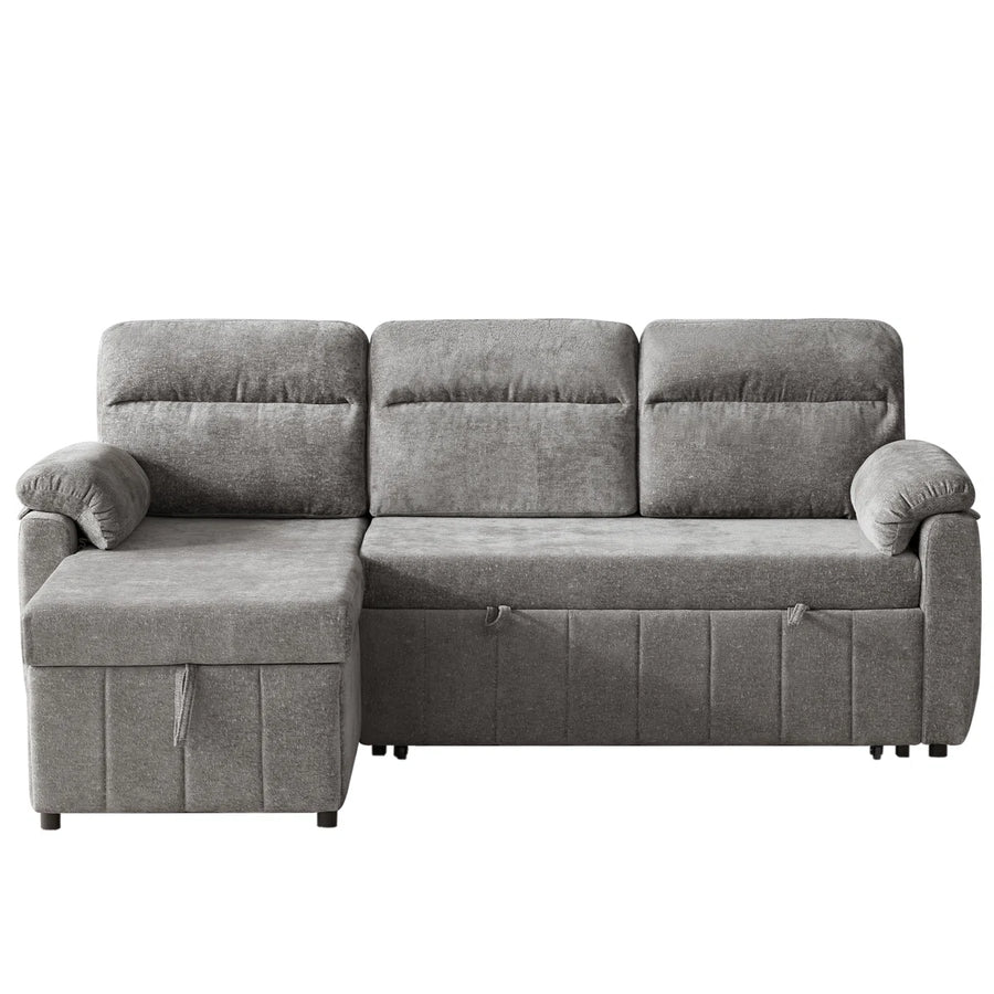 Onyx Velvet Pull Out Sofa Cum Bed In Charcoal Grey With Storage - Febonic Living