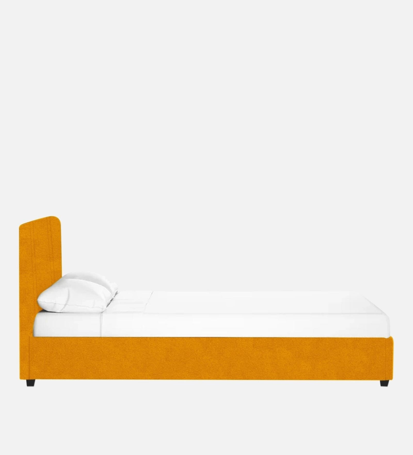 Asyra Fabric King Size Bed in Turmeric Yellow Colour With Storage