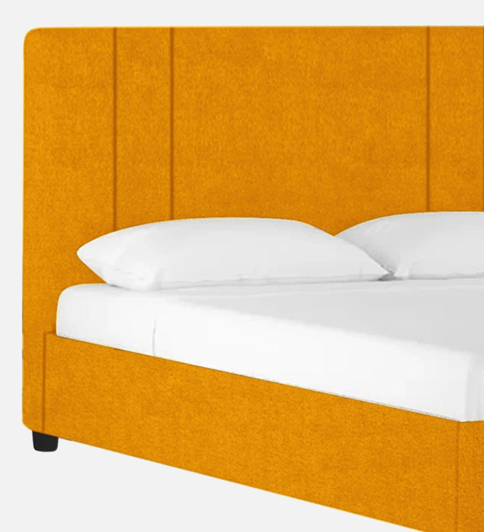 Asyra Fabric King Size Bed in Turmeric Yellow Colour With Storage