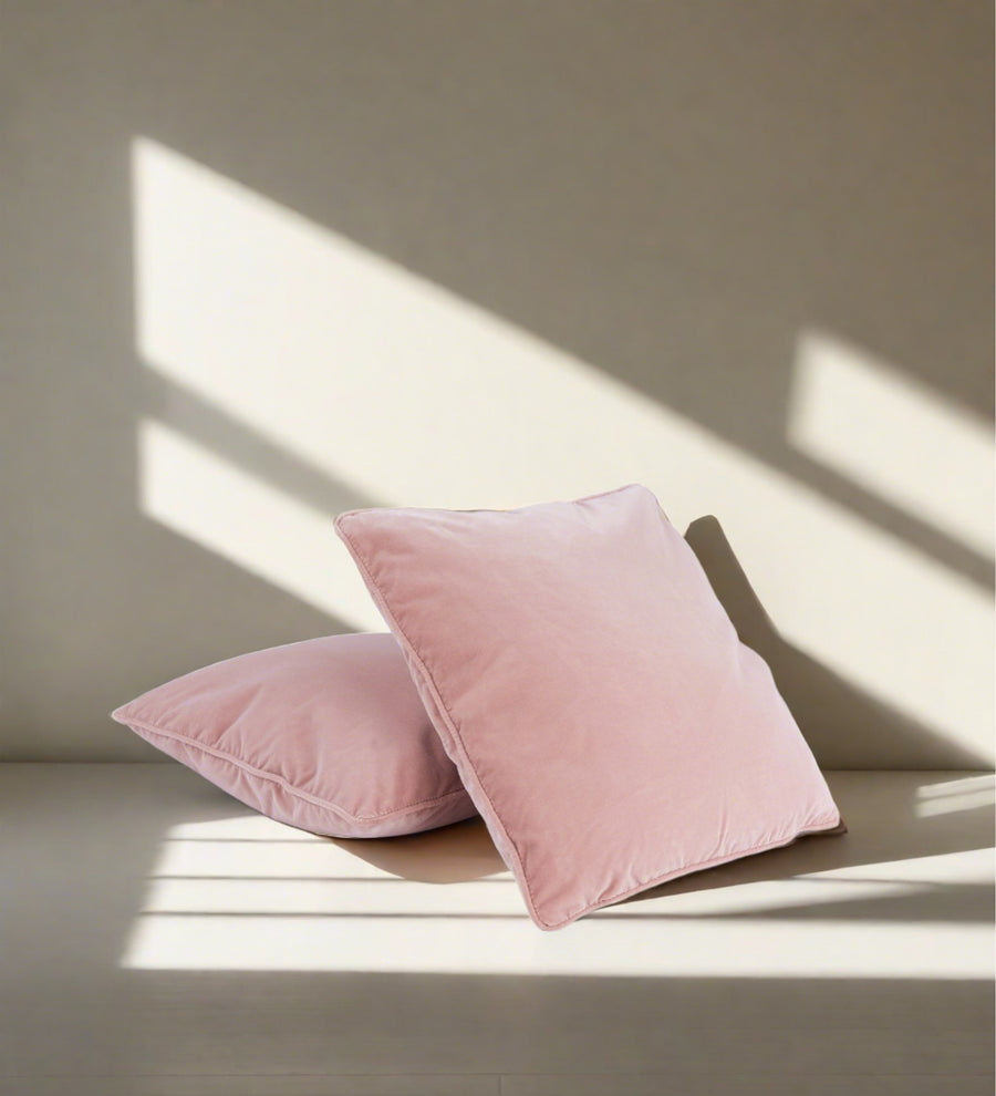 Lucca  20x20 inches Cushion + Covers (Pack of 2) Velvet - Millennial Pink by Febonic Living