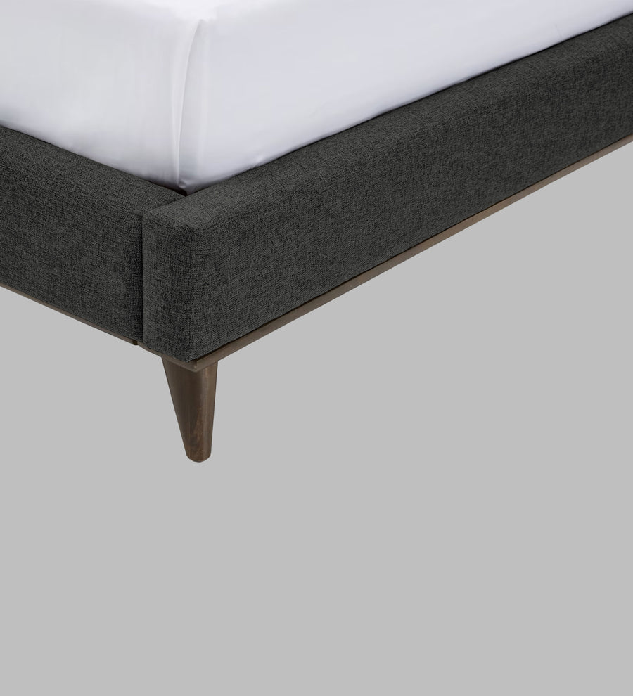 Jasmin Fabric Upholstered Queen Bed In Charcoal Grey Colour - Febonic Living