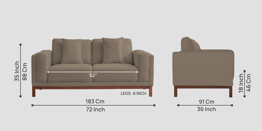 Borry Fabric 2 Seater Sofa In Hazel Beige Colour - Febonic Living