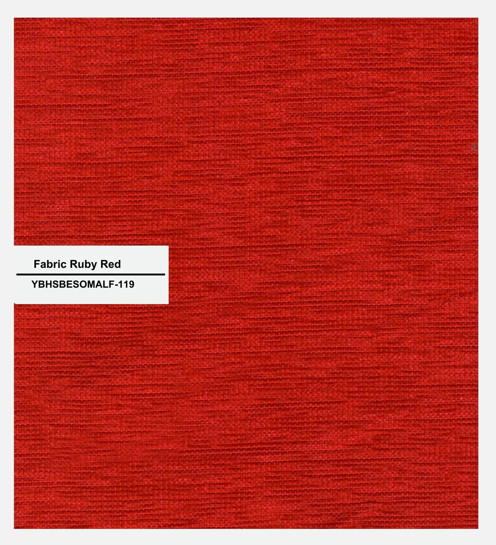 Basi Fabric Queen Size Bed In Ruby Red Colour