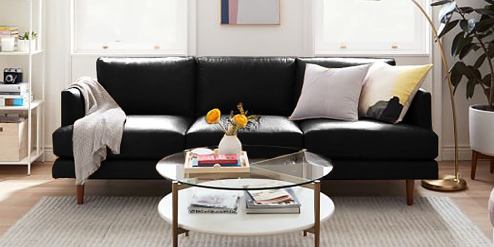 Sterio Leatherette 3 Seater Sofa in Lama Black Colour