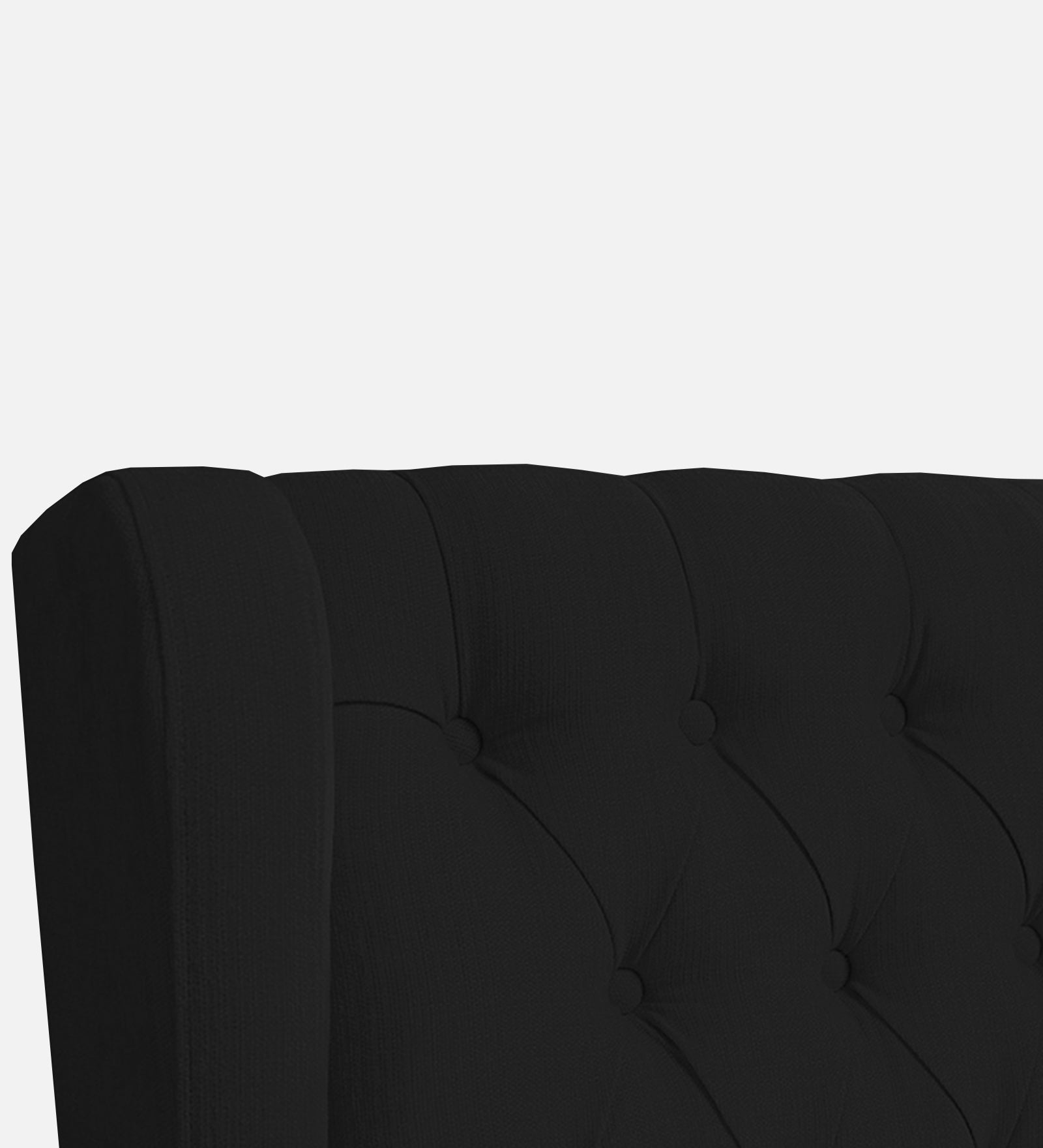 Kuchi Fabric 1 Seater Wing Chair Sofa in Zed Black Colour