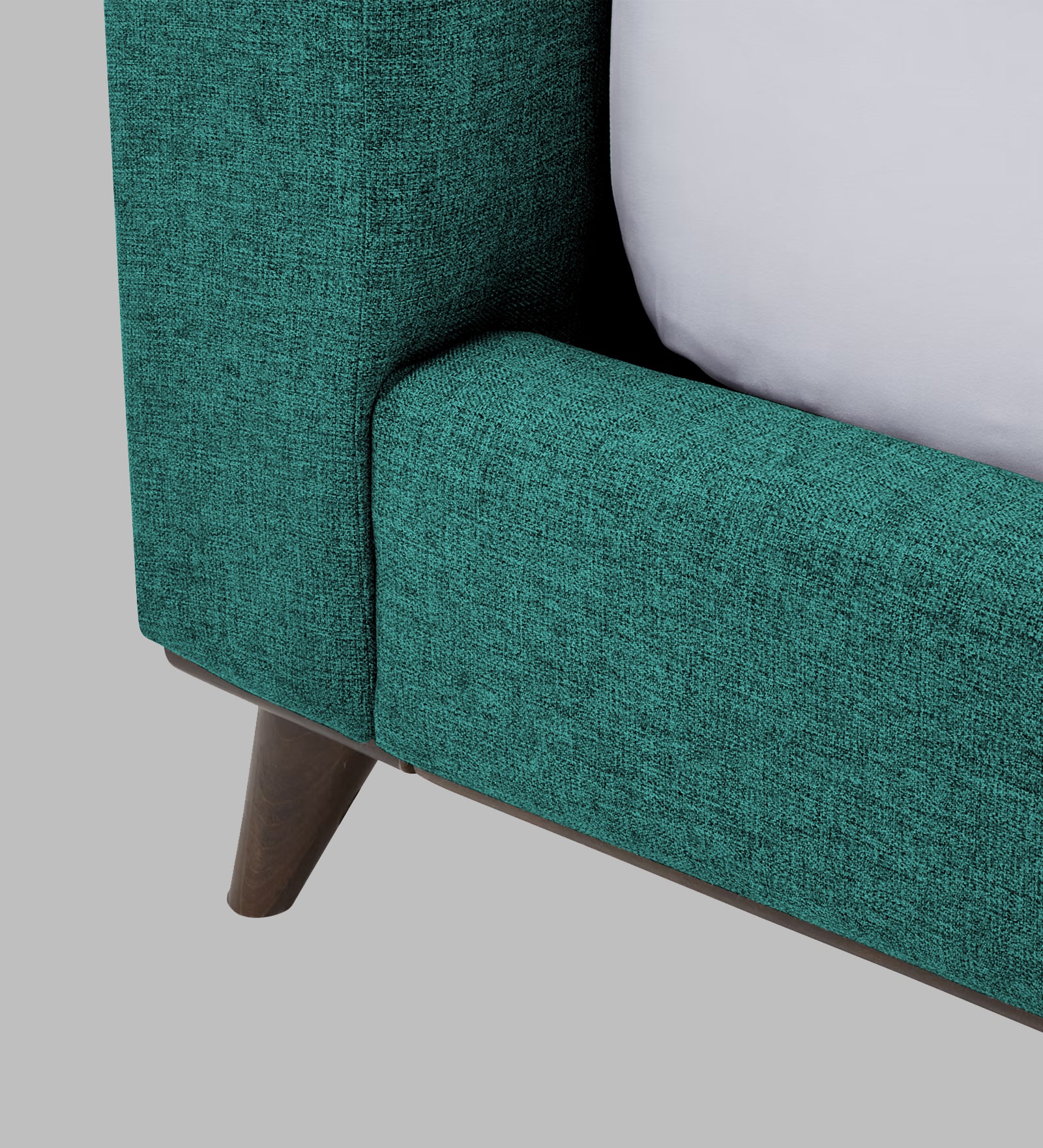 Jasmin Fabric Upholstered Queen Bed in Sea Green Colour