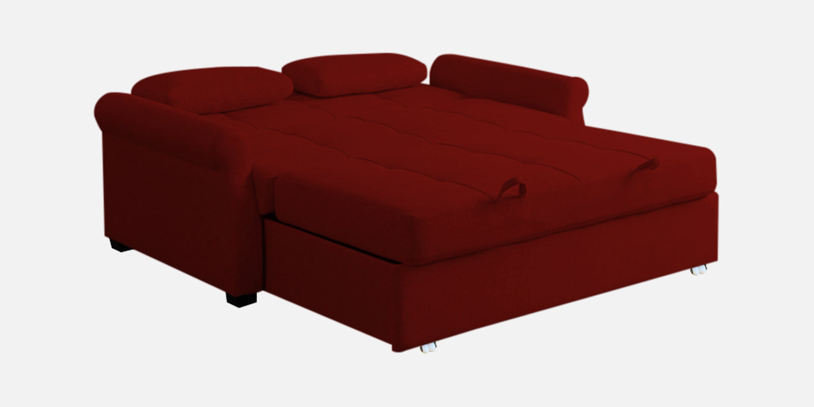 Fornia Fabric 2 Seater Pull Out Sofa Cum Bed In Blood Maroon Colour