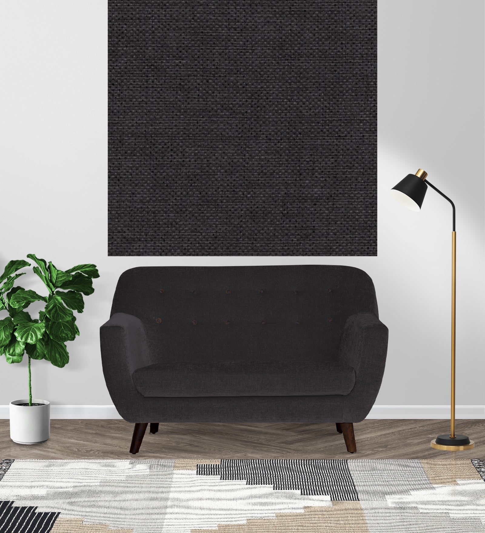 Omega Poly Cotton Fabric Maba Grey by Febonic Living