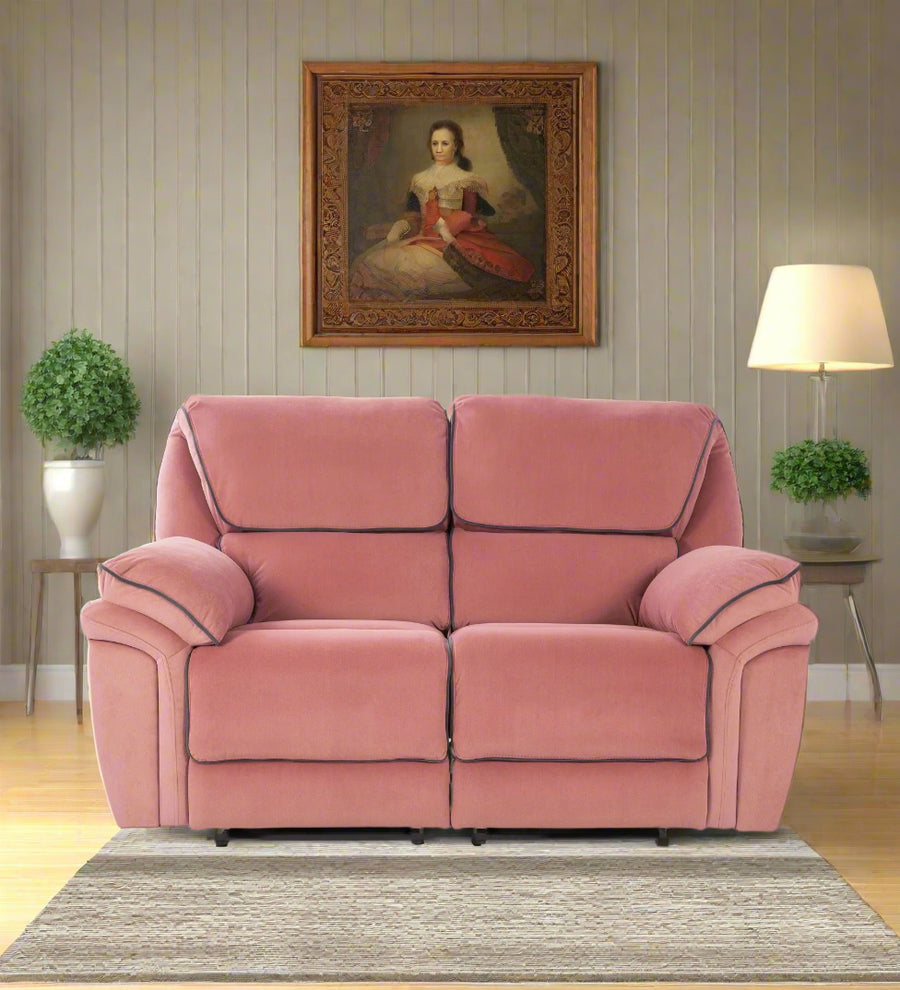 Regina  2 Seater Motorized Velvet Recliner - Blush Pink by Febonic Living