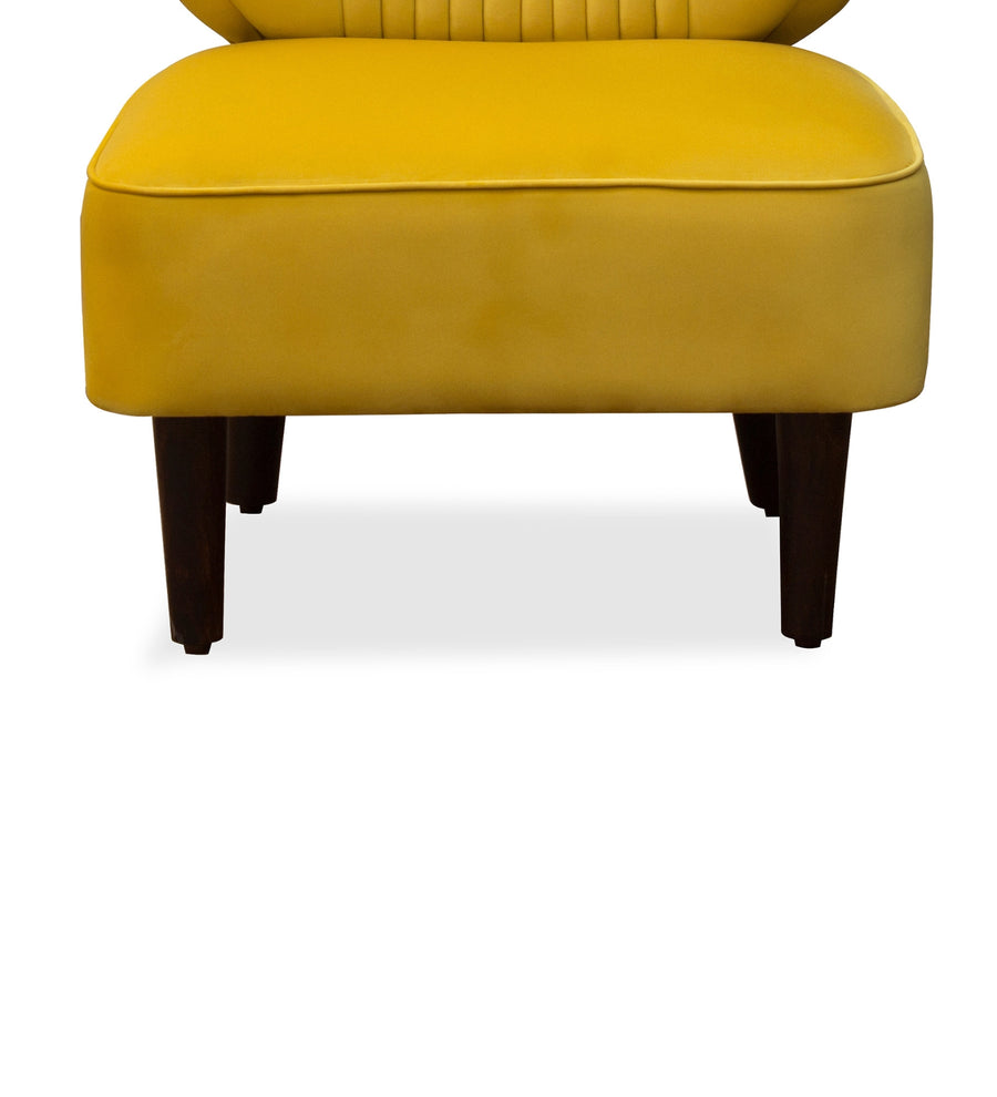 Robby Velvet Slipper Chair In Turmeric Yellow Colour - Febonic Living