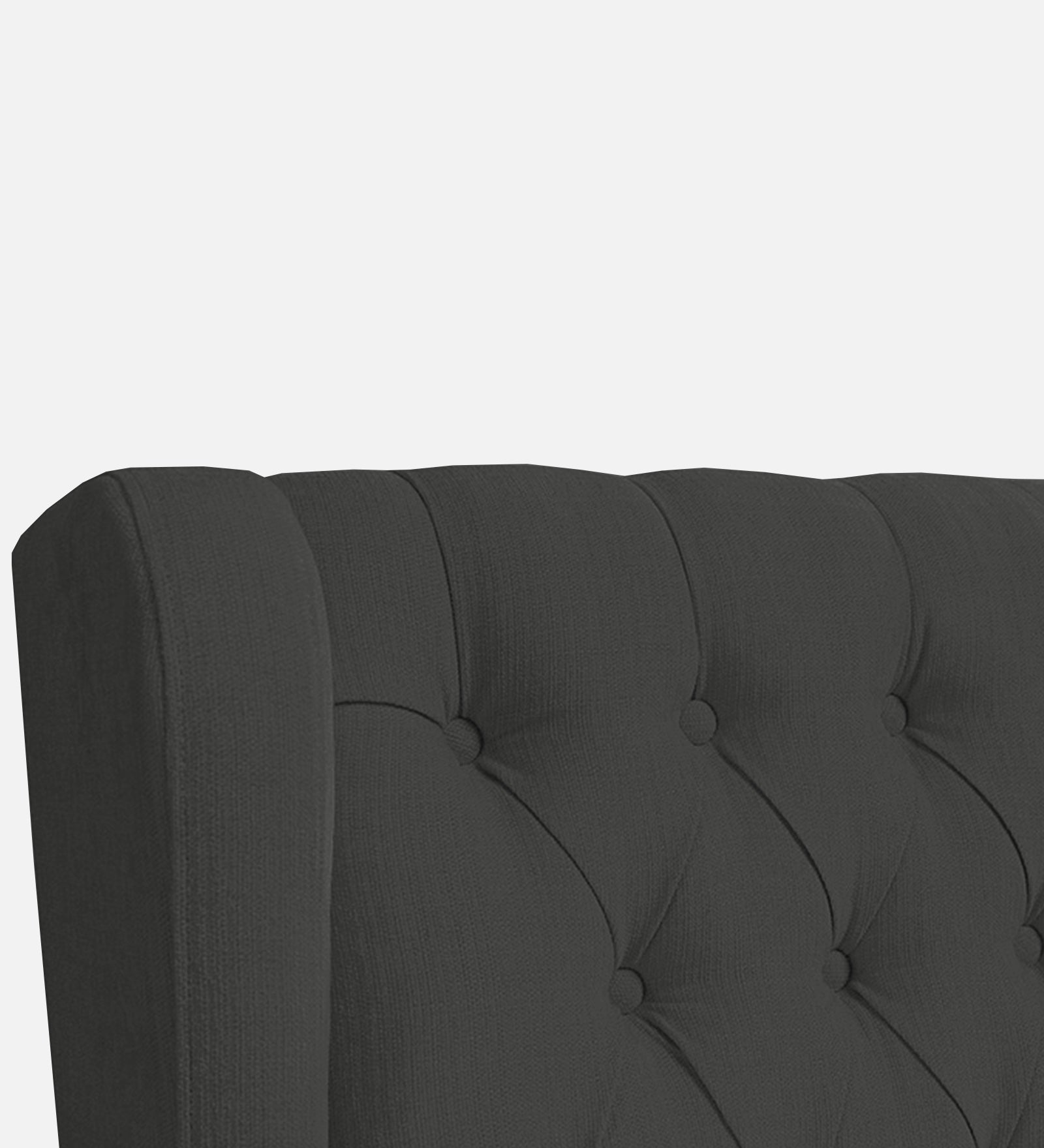 Kuchi Fabric 1 Seater Wing Chair Sofa in Charcoal Grey Colour