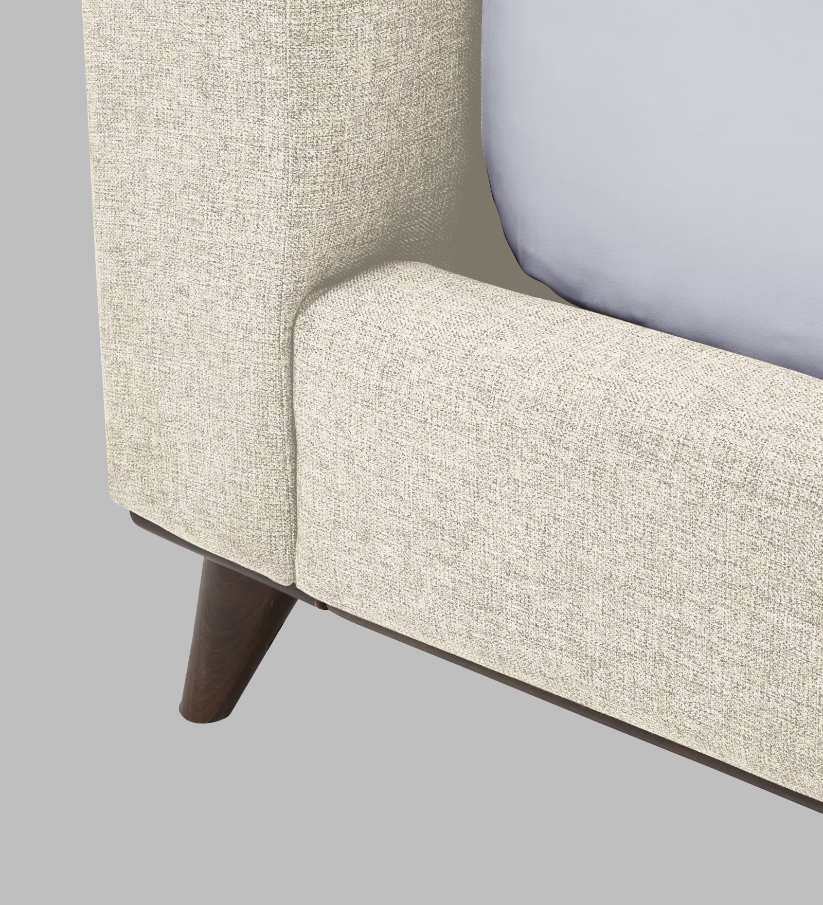 Jasmin Fabric Upholstered Queen Bed in Ivory Cream Colour - Febonic Living